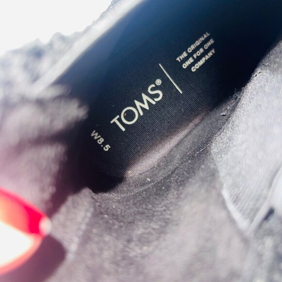 Toms Everly Faux Shearling Trim Black Block Heel Chelsea Boot Size 8.5 - Picture 8 of 12